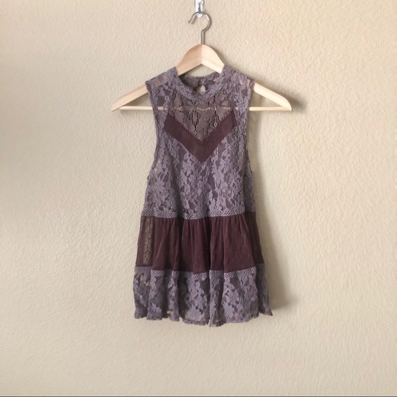 Free people 'Lady Bird' Mixed Lace Tank - Picture 2 of 4